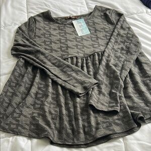 Gray Patterned Babydoll Women’s Top